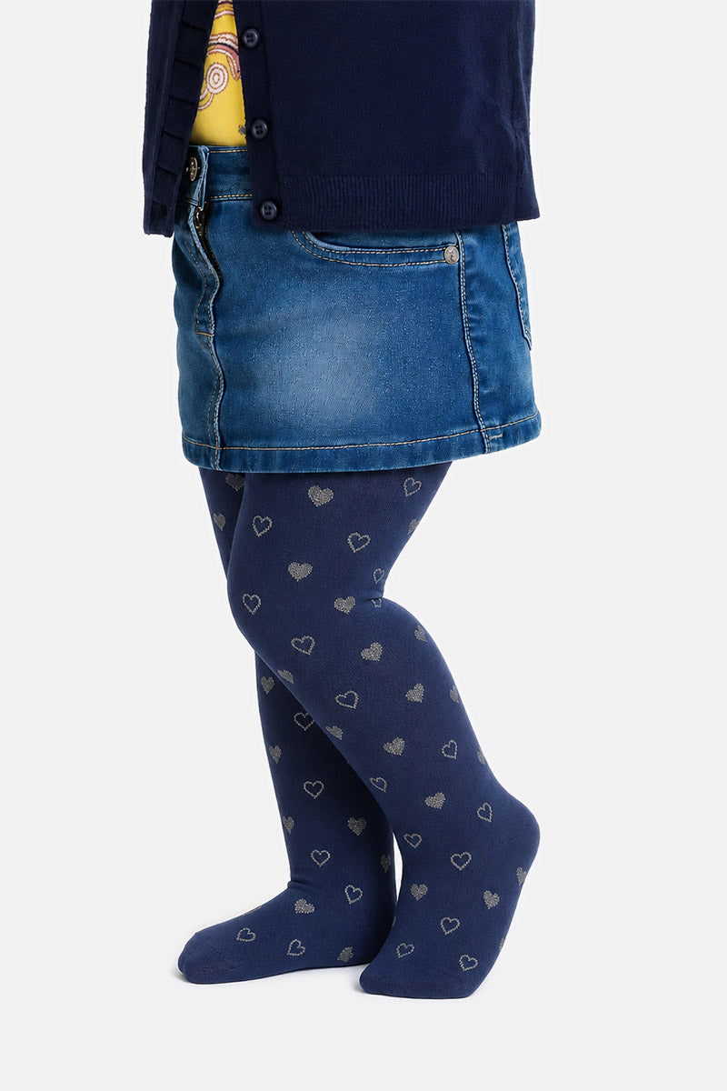 Collant bimba in micro 40 denari con stampa cuore glitter