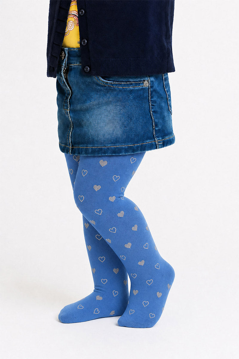 Collant bimba in micro 40 denari con stampa cuore glitter