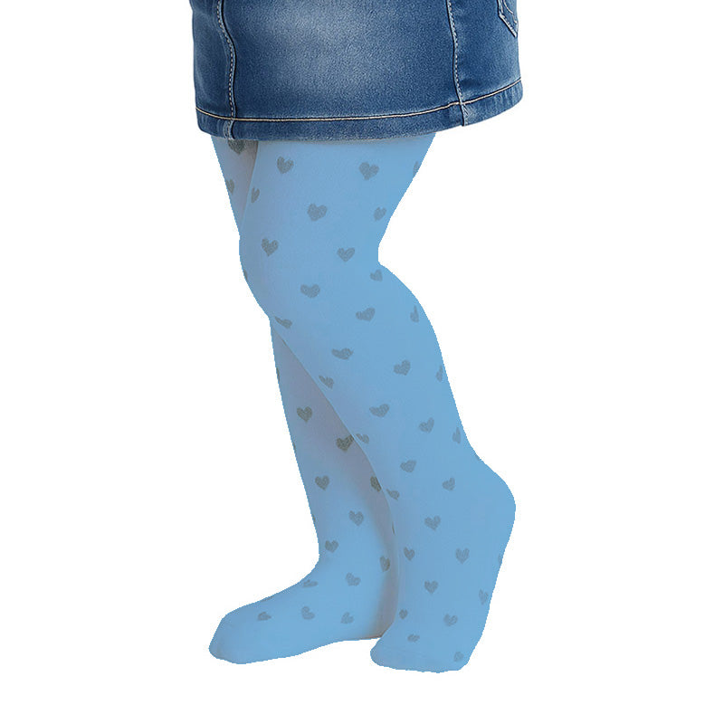 Collant bimba in micro 40 denari con stampa cuore glitter