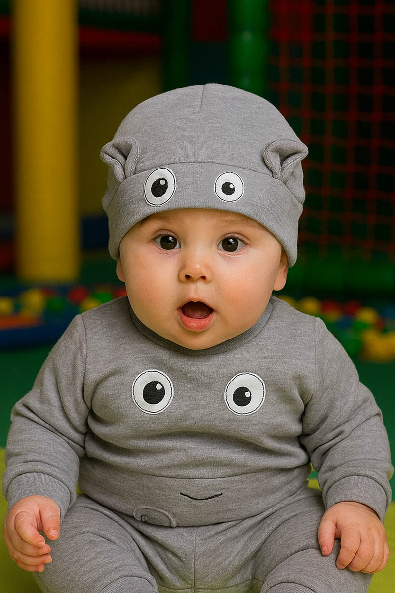 Cappellino in caldo cotone con occhietti e orecchie