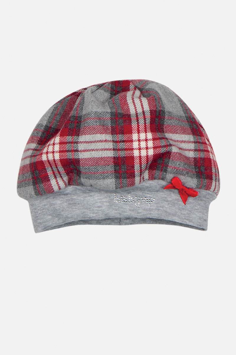 Baschetto fantasia a quadri scozzese con strass e Fiocchettino