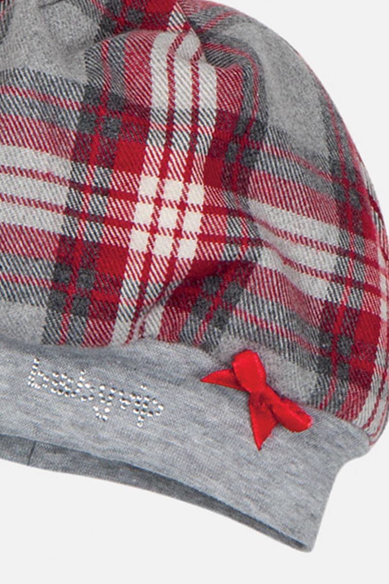Baschetto fantasia a quadri scozzese con strass e Fiocchettino