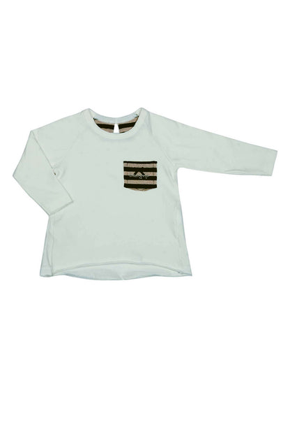 Maximaglia a manica lunga in cotone con strass fiocchetto e inserti in lurex rigato