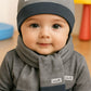 Cappellino con sciarpa coordinata in cotone elasticizzato con etichette Babyvip