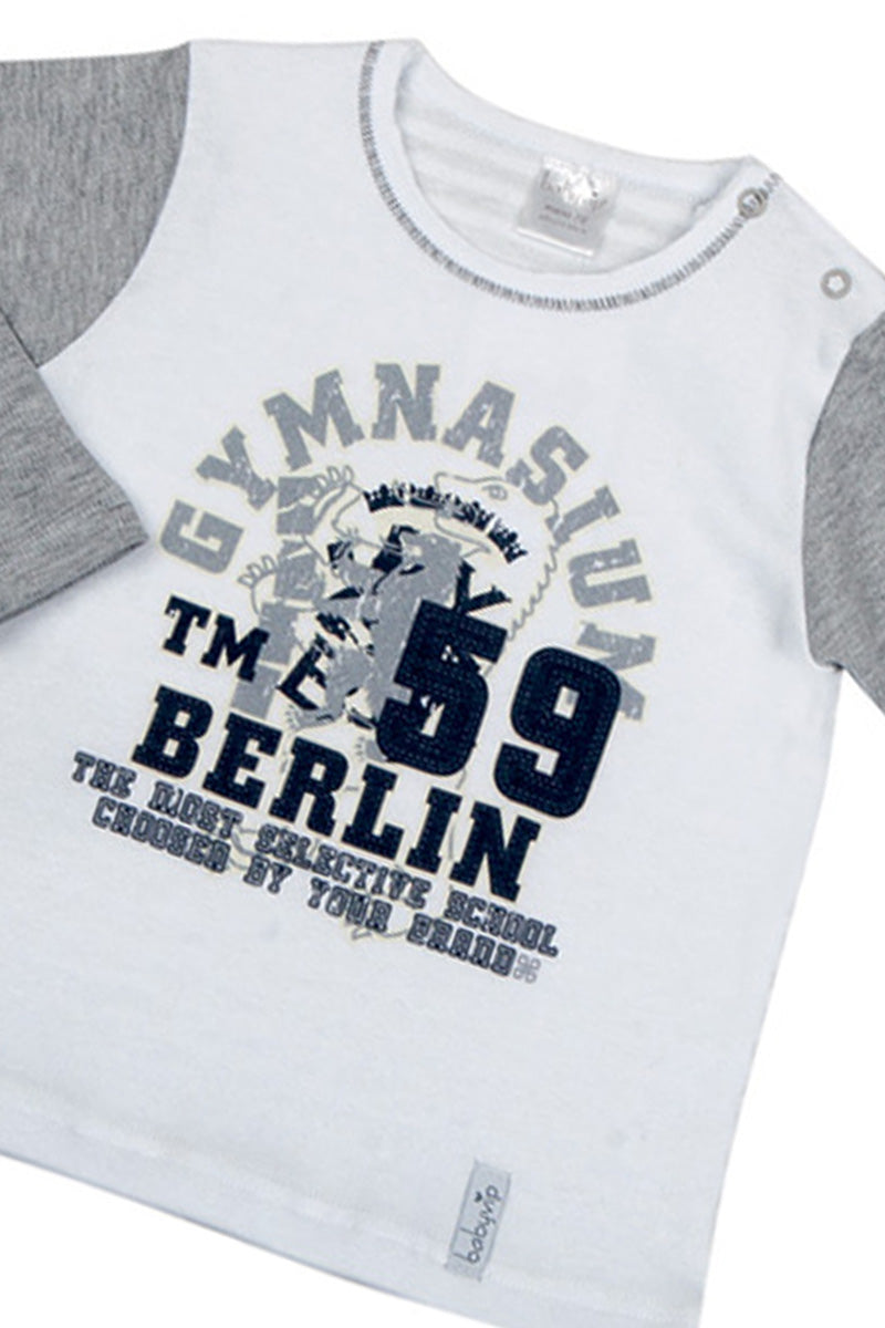 T-shirt manica lunga in caldo cotone con stampa