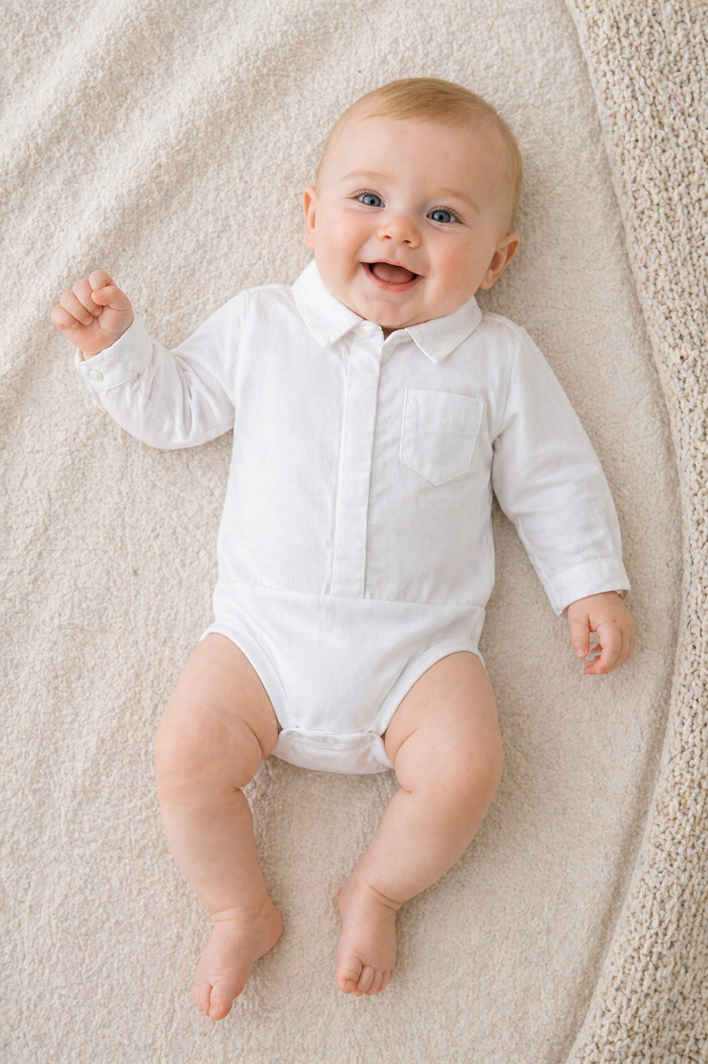 Body neonato manica lunga modello camicia con taschino