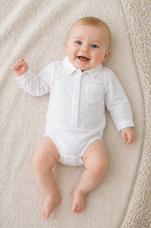 Body neonato manica lunga modello camicia con taschino