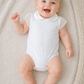 Body neonata mezza manica con colletto in raso e maniche in tulle