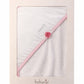 Accappatoio a triangolo in spugna con rosa e fiocchi scritta strass babyvip