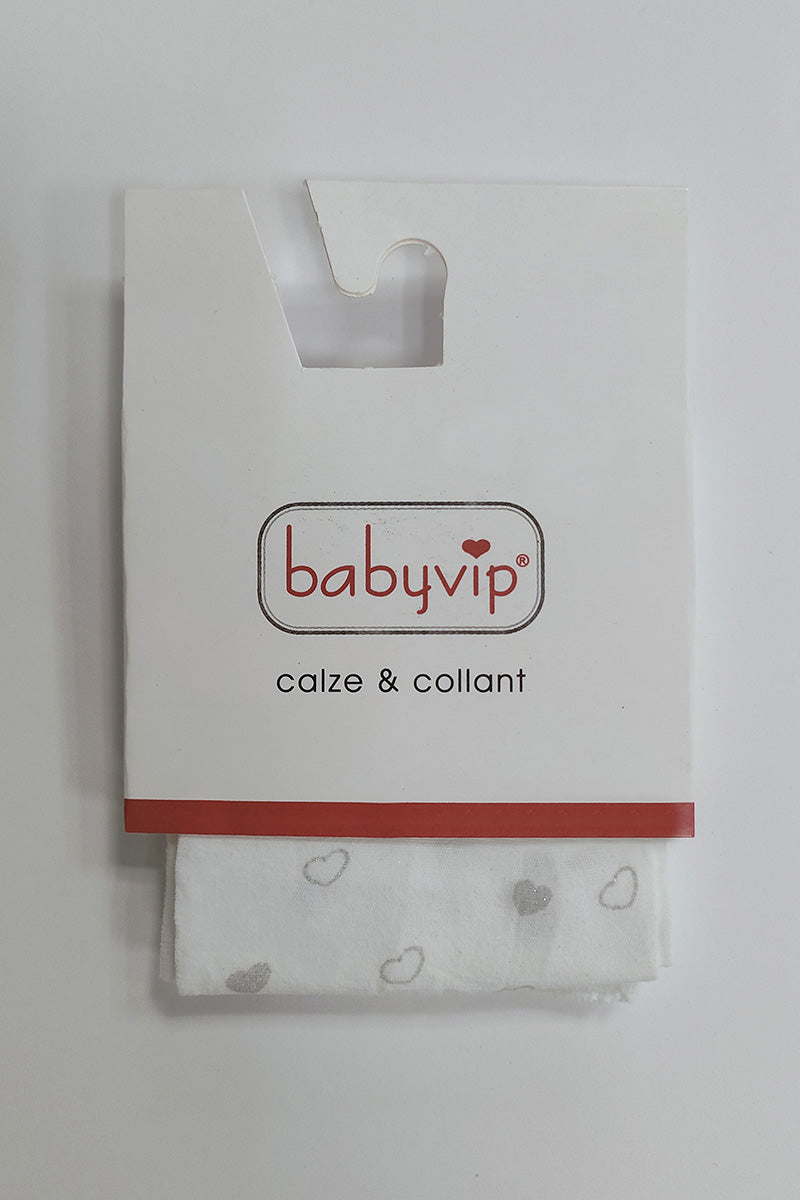 Collant bimba in micro 40 denari con stampa cuore glitter