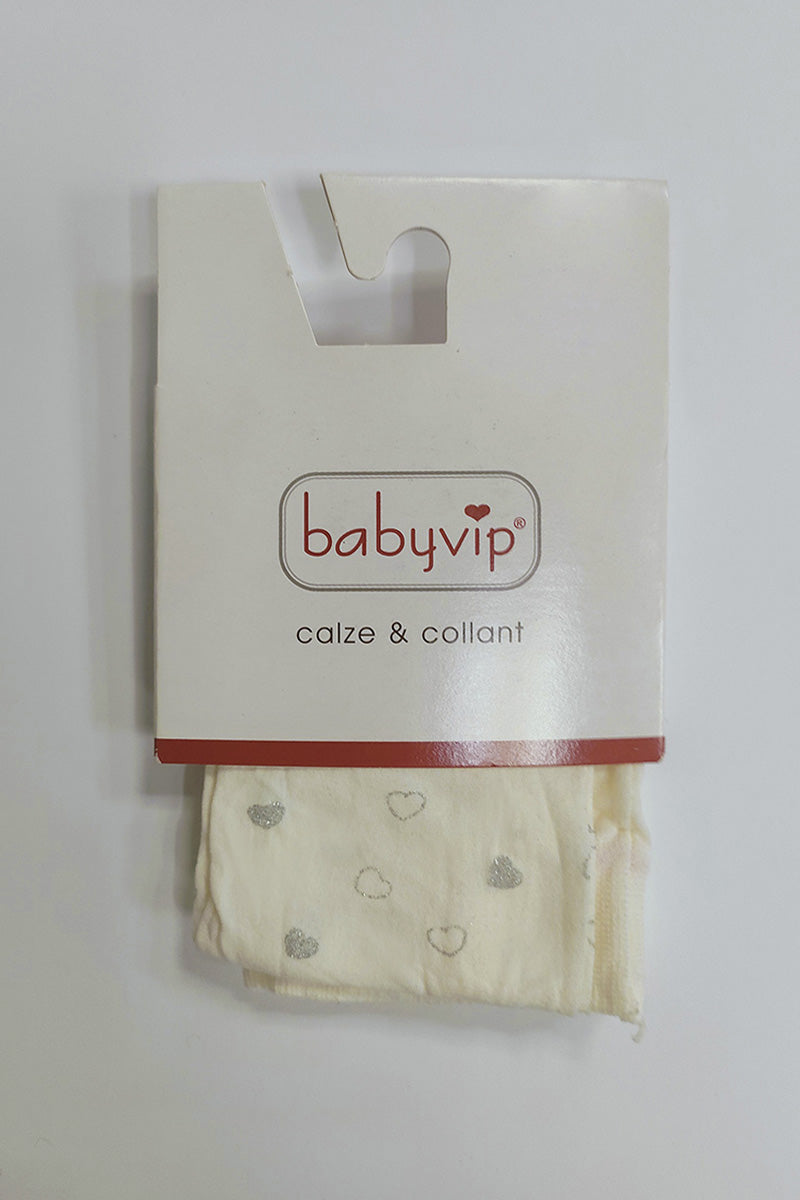 Collant bimba in micro 40 denari con stampa cuore glitter