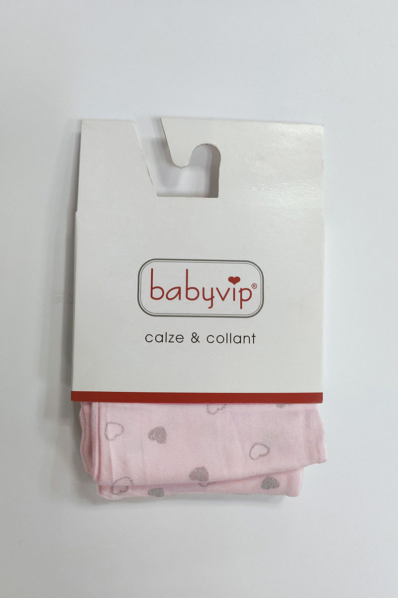 Collant bimba in micro 40 denari con stampa cuore glitter