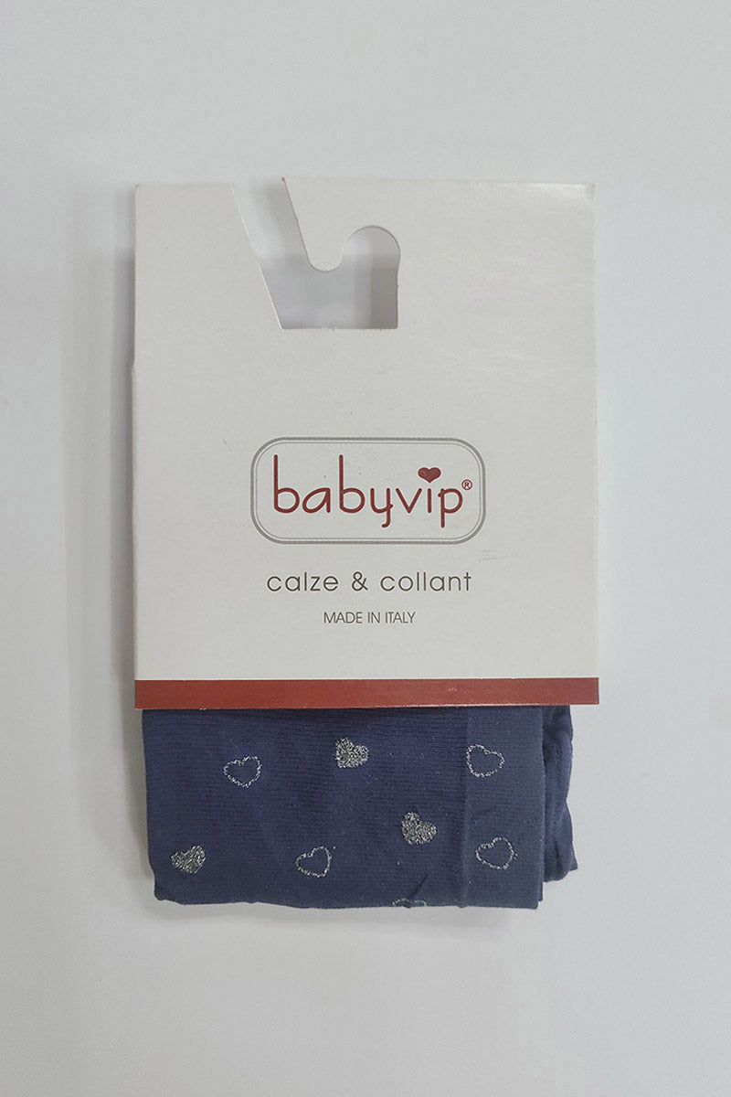 Collant bimba in micro 40 denari con stampa cuore glitter