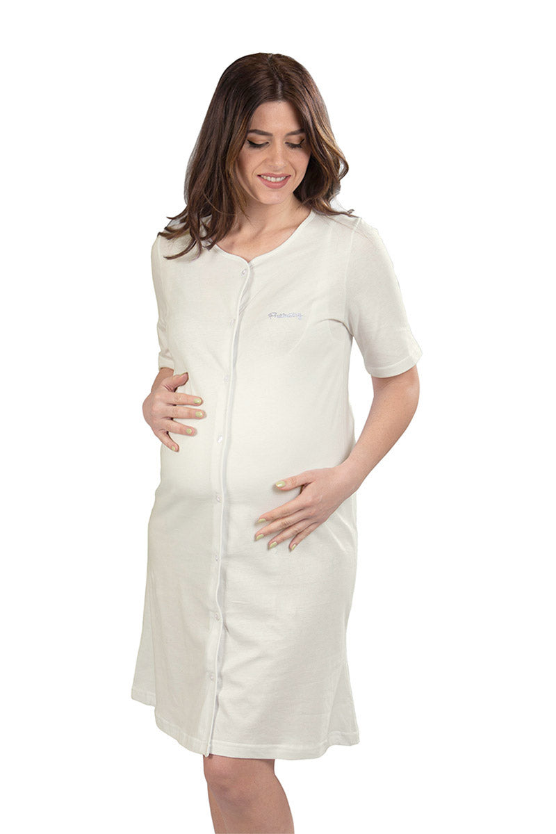 Camicia da notte clinica aperta davanti mezza manica