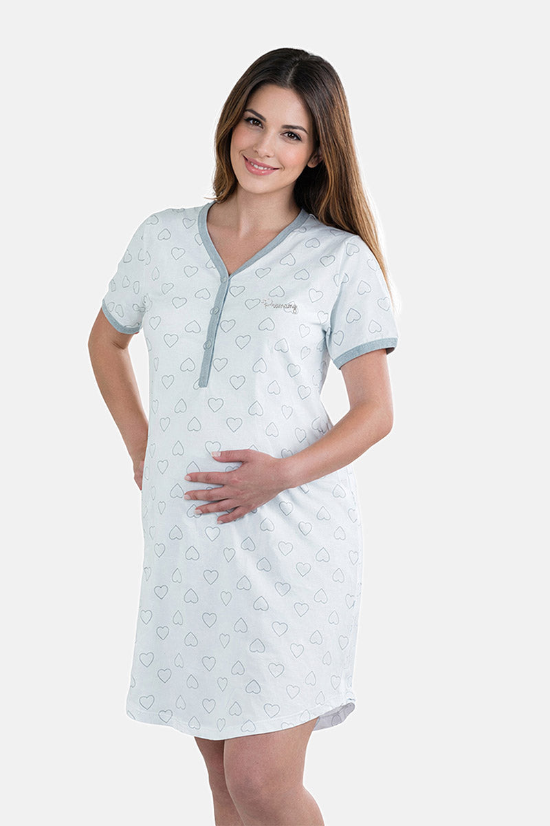 Camicia da notte per gravidanza e allattamento mezza manica