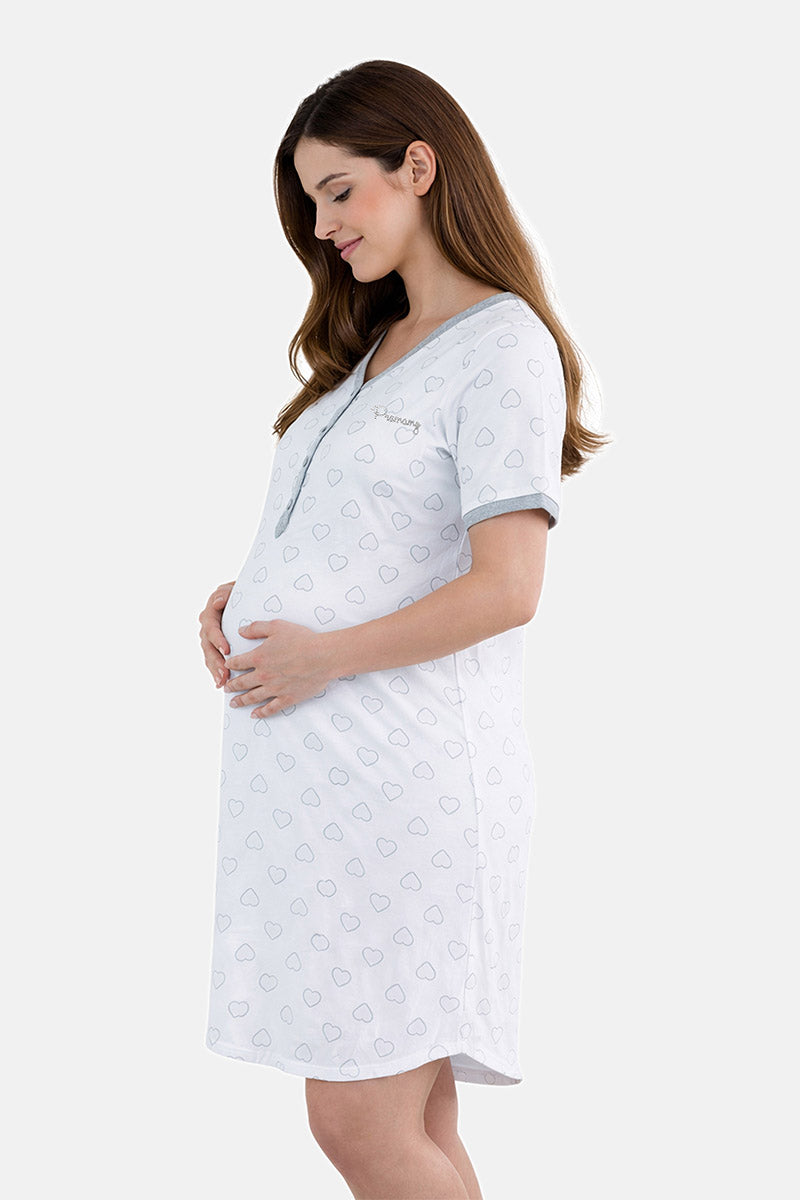 Camicia da notte per gravidanza e allattamento mezza manica