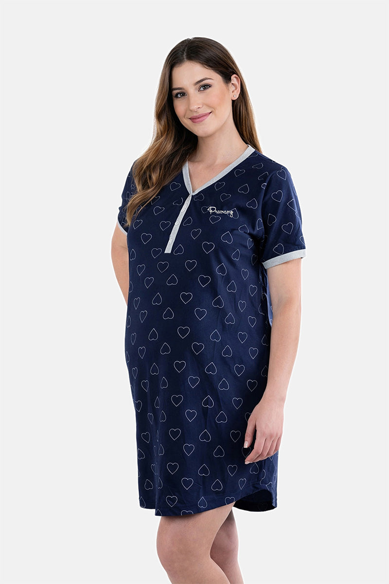 Camicia da notte per gravidanza e allattamento mezza manica