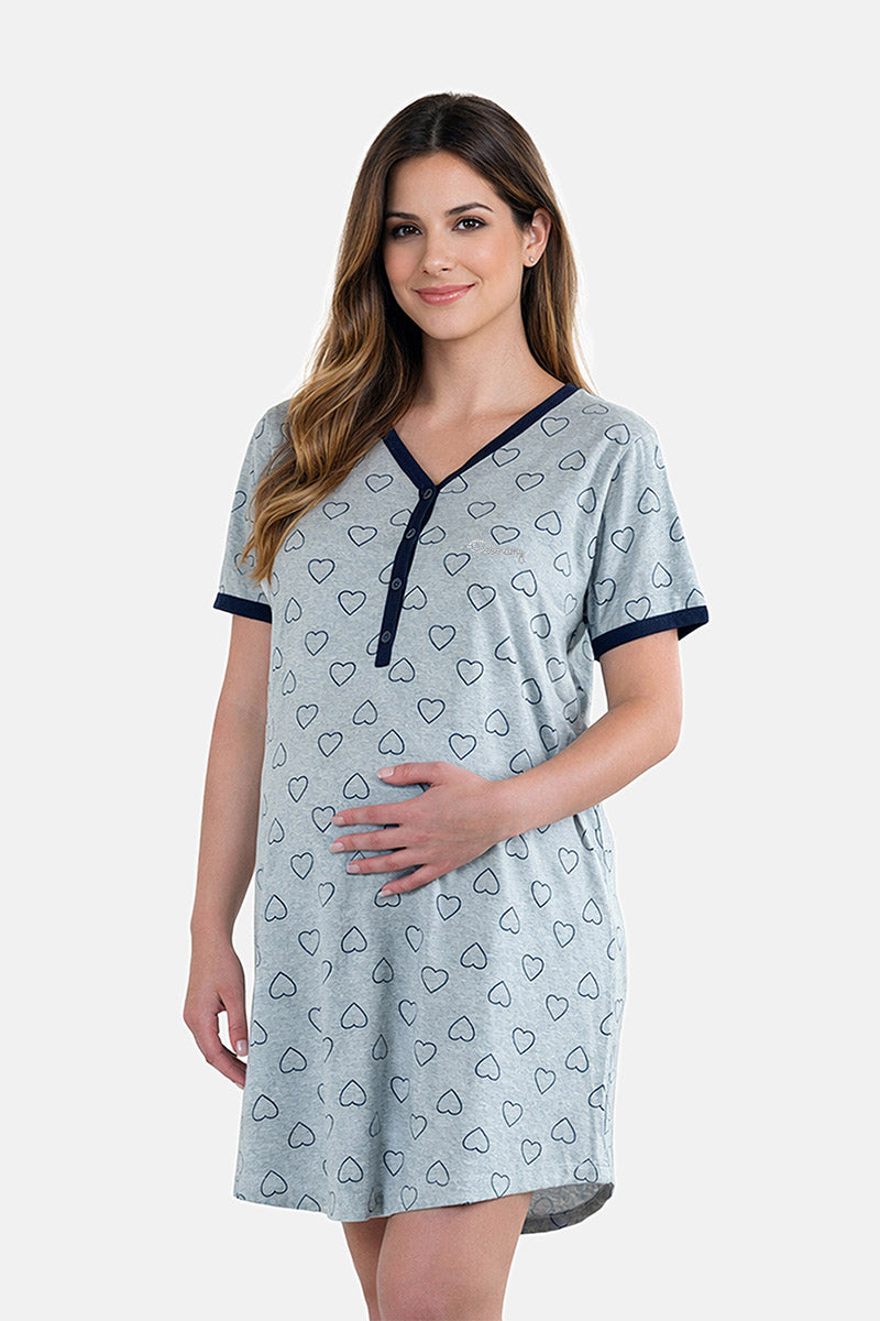 Camicia da notte per gravidanza e allattamento mezza manica