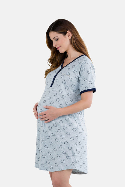Camicia da notte per gravidanza e allattamento mezza manica