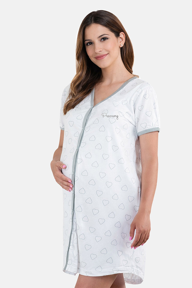 Camicia da notte clinica aperta davanti mezza manica