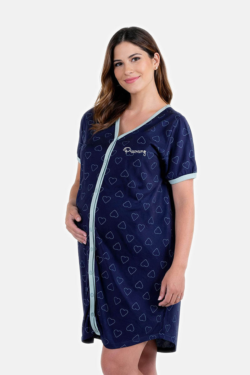 Camicia da notte clinica aperta davanti mezza manica
