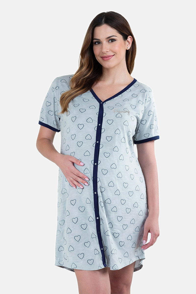 Camicia da notte clinica aperta davanti mezza manica
