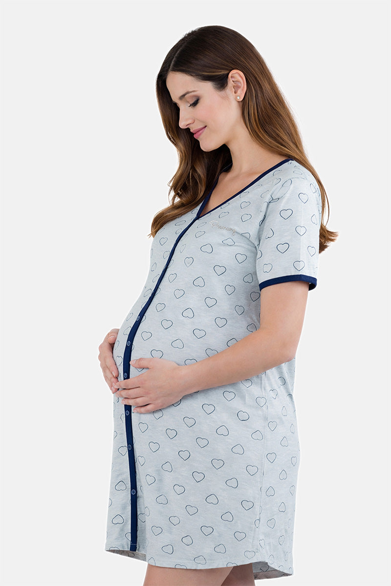 Camicia da notte clinica aperta davanti mezza manica