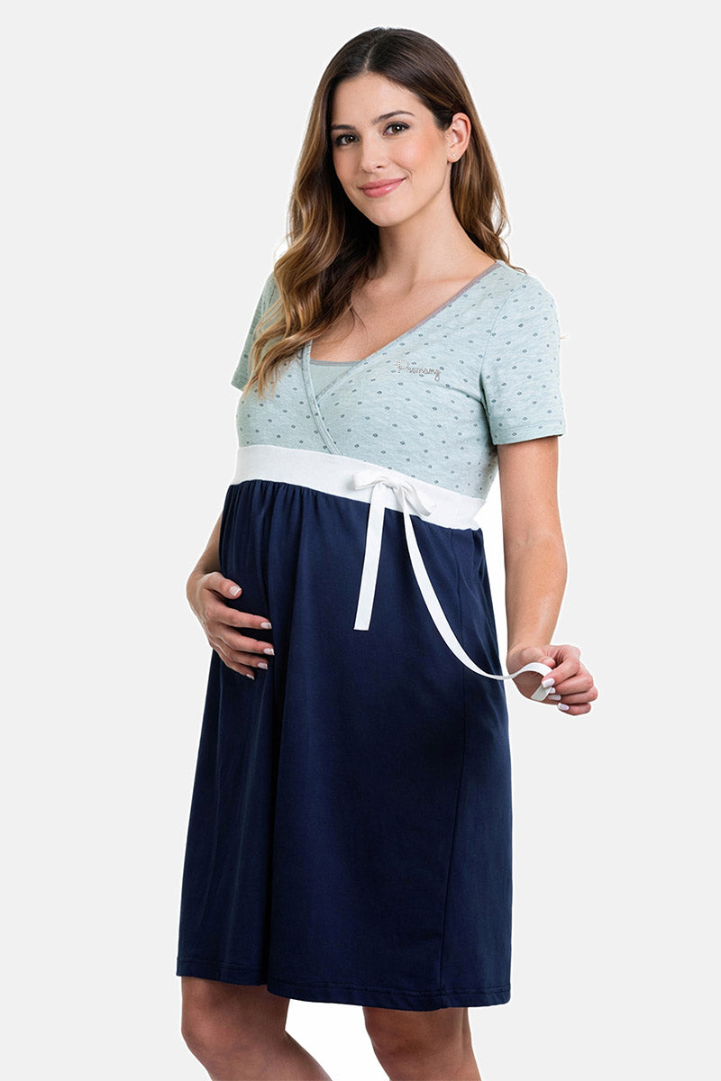 Camicia da notte per gravidanza e allattamento mezza manica