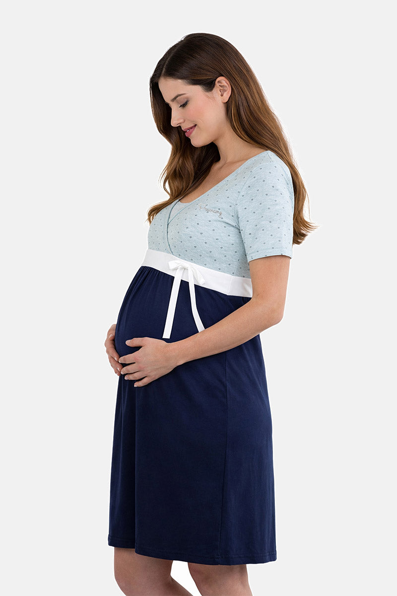 Camicia da notte per gravidanza e allattamento mezza manica