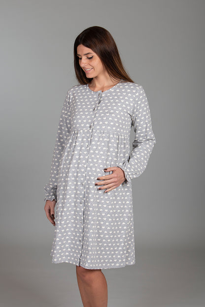 Camicia clinica aperta davanti manica lunga in cotone caldo a fantasia