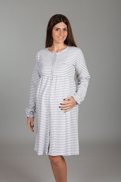 Camicia clinica aperta davanti manica lunga in cotone caldo a fantasia