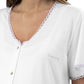 Camicia clinica aperta davanti mezza manica in jersey con applicazione macramè e strass