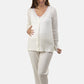 Pigiama pre-post parto in cotone a manica lunga con pizzo applicato e strass