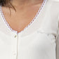 Pigiama pre-post parto in cotone a manica lunga con pizzo applicato e strass