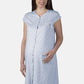 Camicia da notte clinica aperta davanti a mezza manica in cotone jersey con fantasia fiorellini