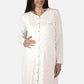 Camicia da notte clinica aperta davanti a manica lunga in cotone jersey con fantasia fiorellini