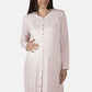 Camicia da notte clinica aperta davanti a manica lunga in cotone jersey con fantasia fiorellini