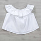Top bimba in tela di cotone con balza