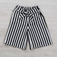 Coulotte bimba in tessuto crepe rigato con tasche e cintura