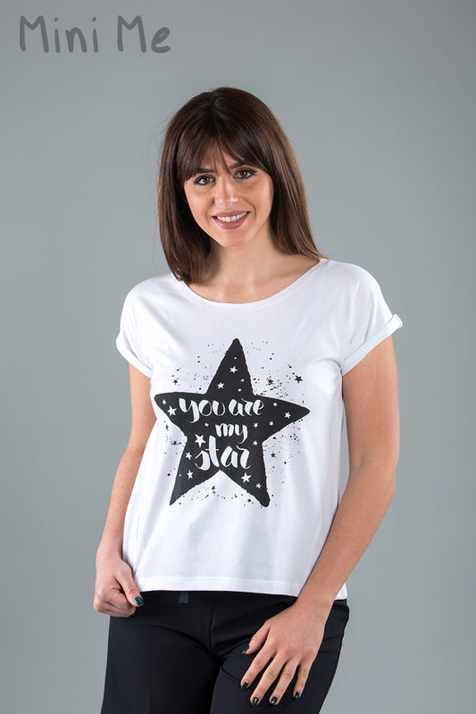 T-shirt donna in jersey 100% cotone con stampa