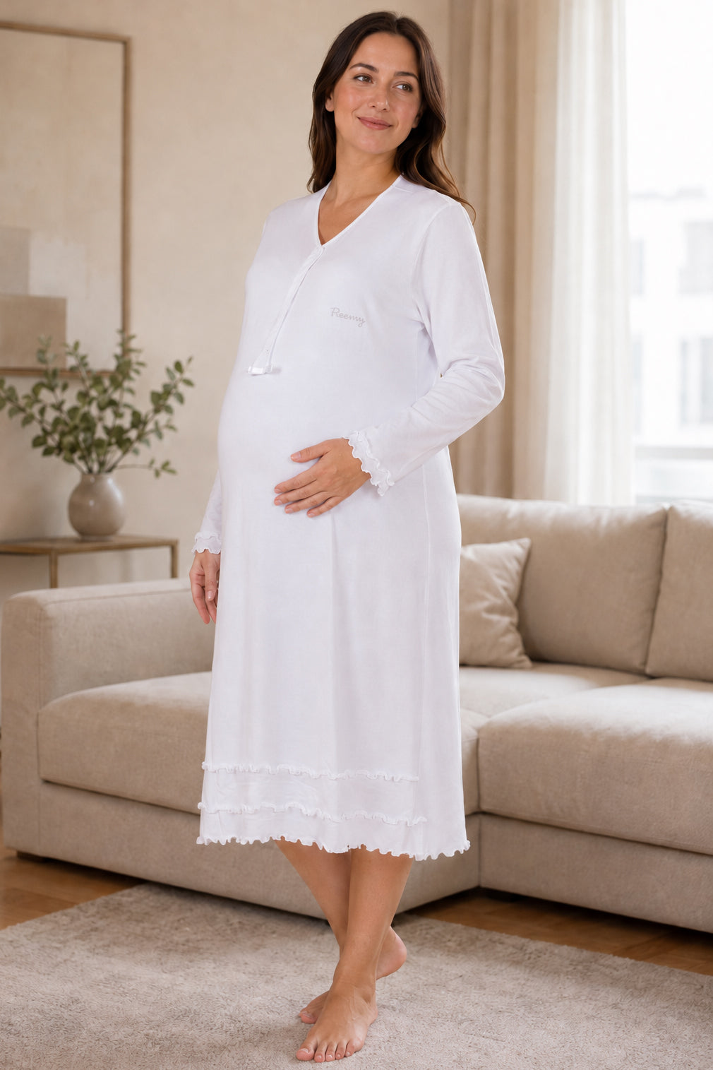 Camicia da notte premaman modello serafino manica lunga