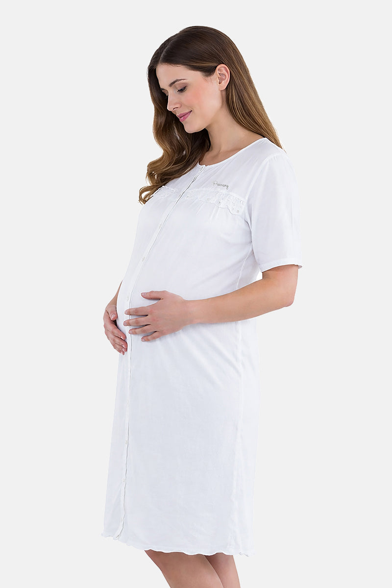 Camicia da notte clinica aperta davanti mezza manica