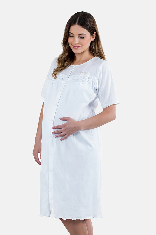 Camicia da notte clinica aperta davanti mezza manica