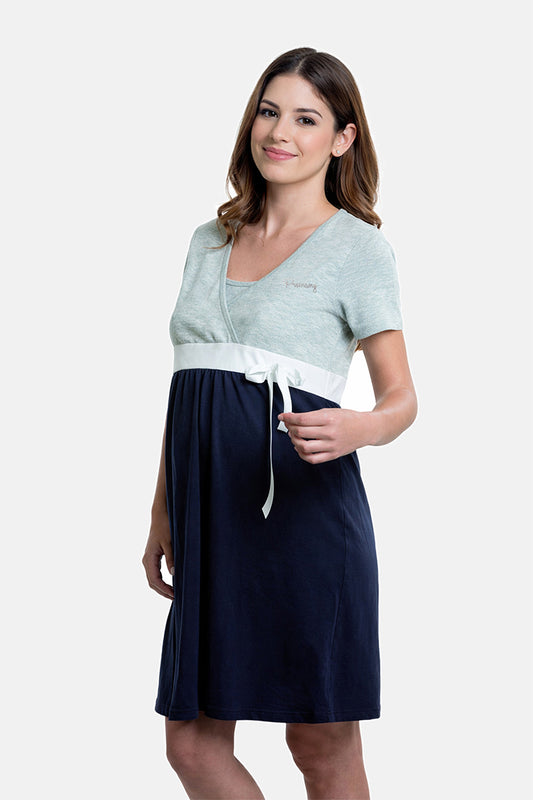 Camicia da notte per gravidanza e allattamento mezza manica