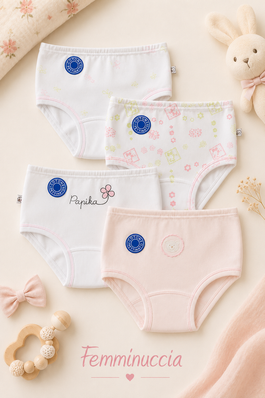 Set 3 mutandine neonato/a in cotone fantasie assortite