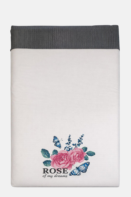 Copertina sfoderabile in cotone elasticizzato con inserti rigati stampa e imbottitura