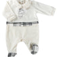 Tutina in ciniglia con ricamo ed inserti tartan