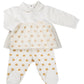 Completo 2 pezzi in felpa garzata fantasia pois glitter