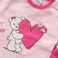 Pigiama in caldo cotone con stampa e scollo - pantalone in contrasto