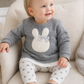 Completo 2 pezzi: Maglia in punto milano con ricamo + leggings in cotone elasticizzato garzato a pois